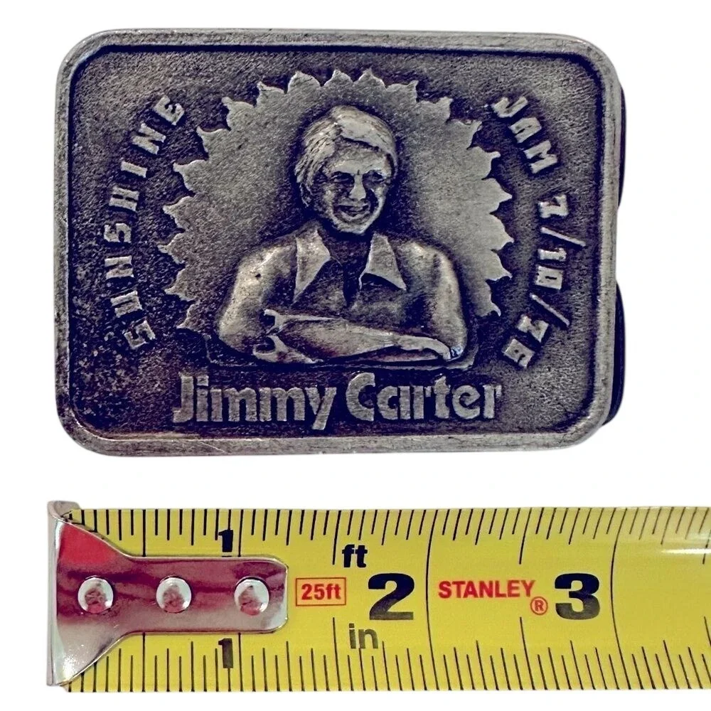 Bergamot Brass Works Vintage 70s Jimmy Carter Belt Buckle Mens‎ Silver Democrat